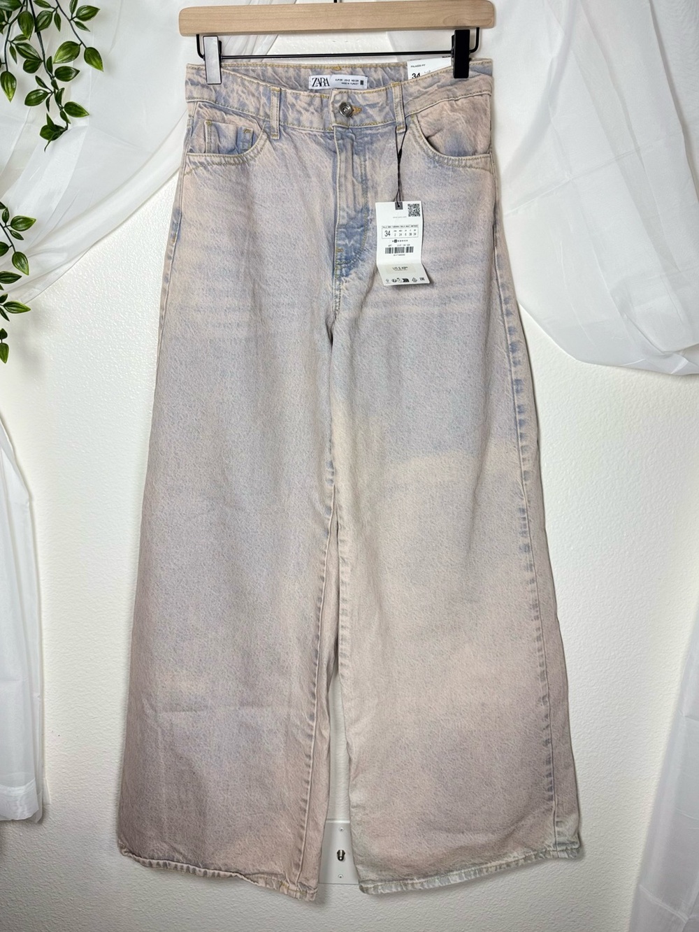 NEW Zara Palazzo Fit High Waist Wide Barrel Leg Jeans